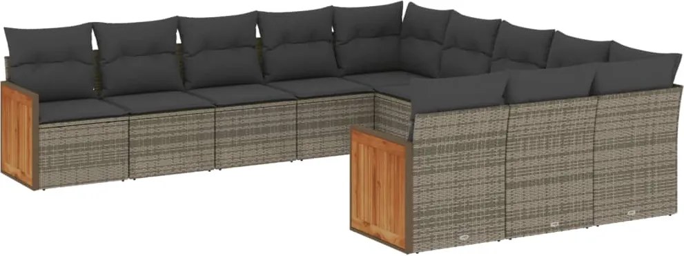 vidaXL 11 részes szürke polyrattan kerti ülőgarnitúra párnákkal