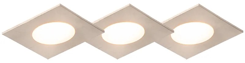3 db négyzet alakú acél beépített spotlámpa LED-del IP65 - Simply