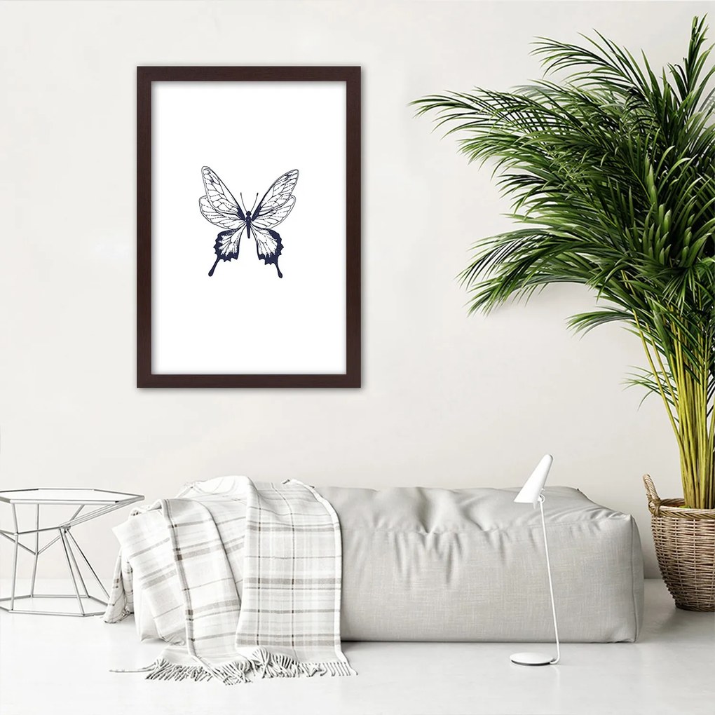 Gario Poszter rajzolt pillangó A keret színe: Fekete, Méret: 20 x 30 cm