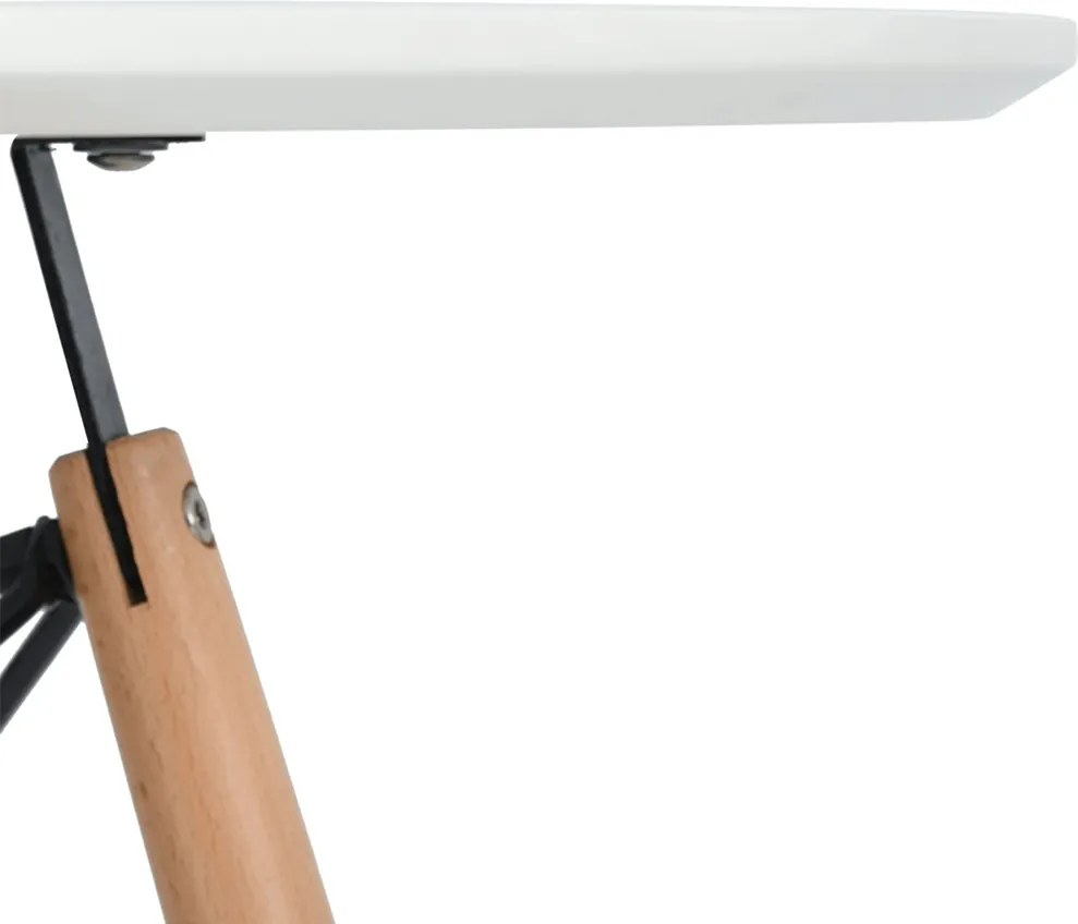 Étkezőasztal, fehér/matt/bükk, átmérő 120 cm, DEMIN NEW