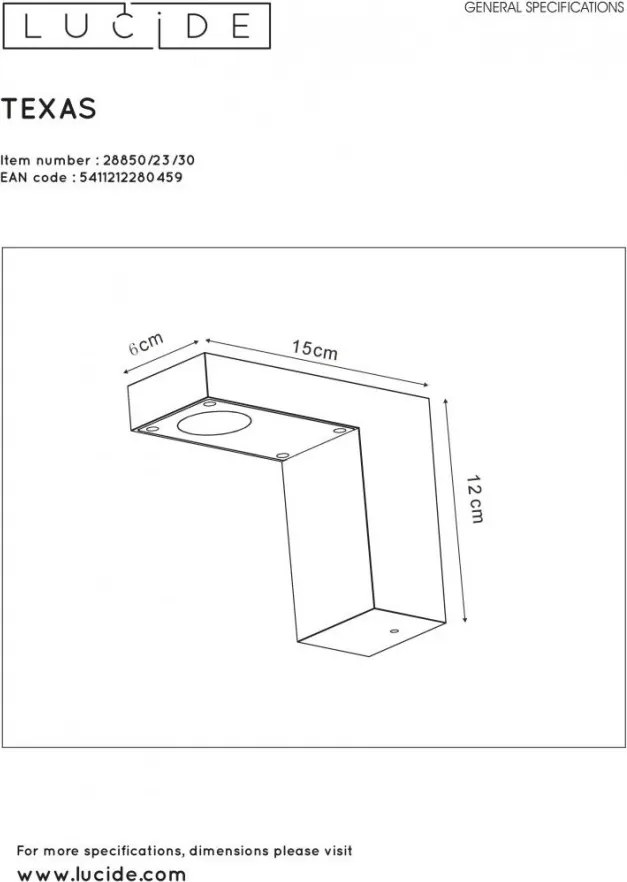 LUCIDE 28850-23-30 TEXAS Modern Kültéri Fali Lámpa LED IP54