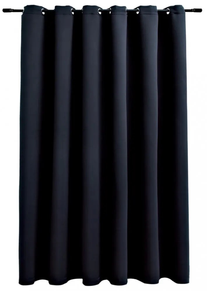 vidaXL fekete sötétítőfüggöny fémkarikákkal 290 x 245 cm