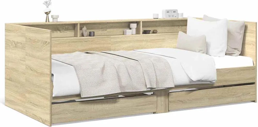 vidaXL sonoma tölgy színű fém ágykeret matrac nélkül 90x190 cm