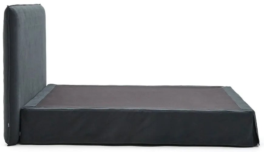Antracitszürke kárpitozott franciaágy 180x200 cm Jaira – Kave Home