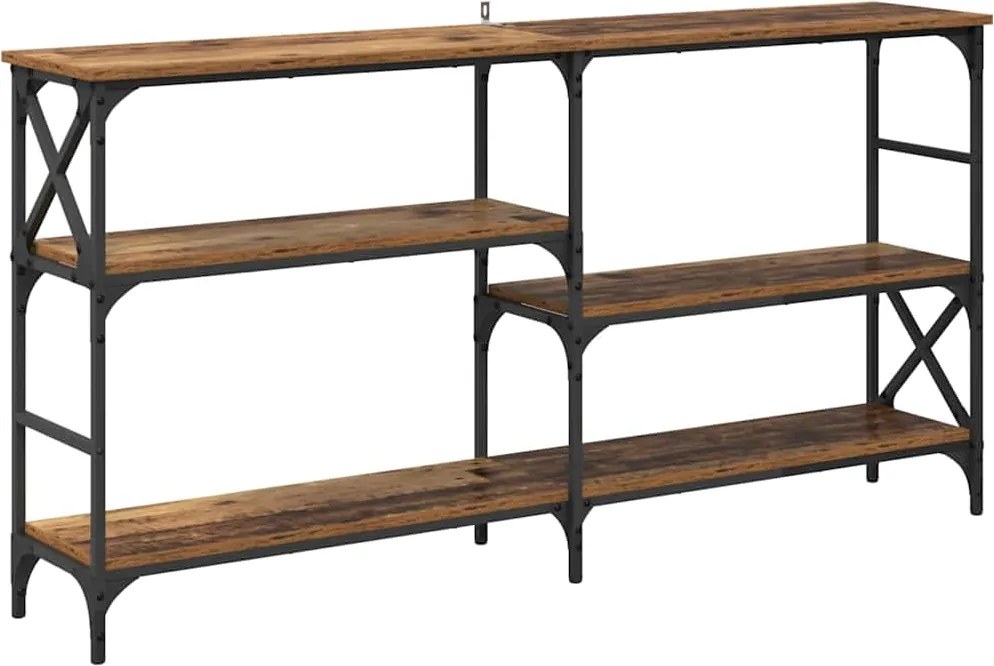 vidaXL Konzolasztal polcokkal Öreg fa 150 x 29 x 76,5 cm Faanyag