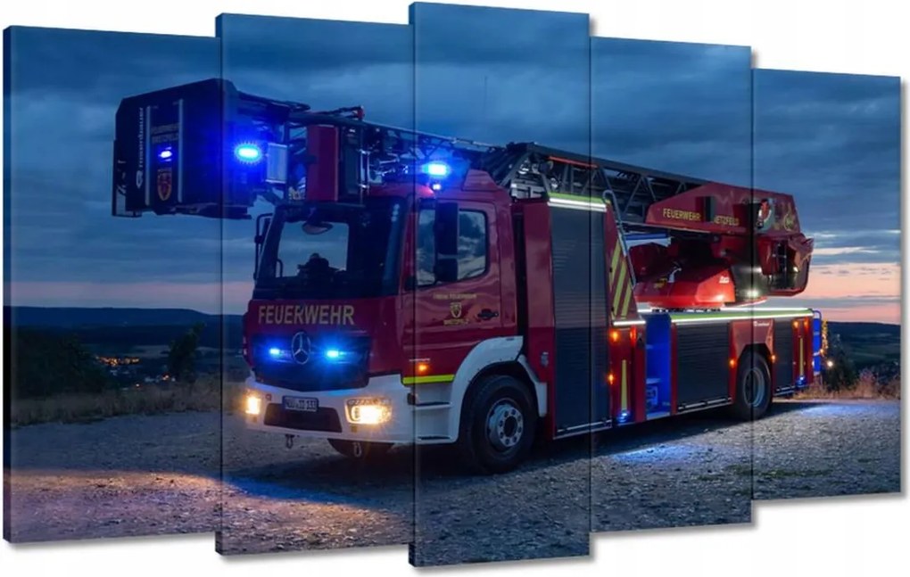 Vászonkép 100x60 Tűzoltóautó a jelzésen