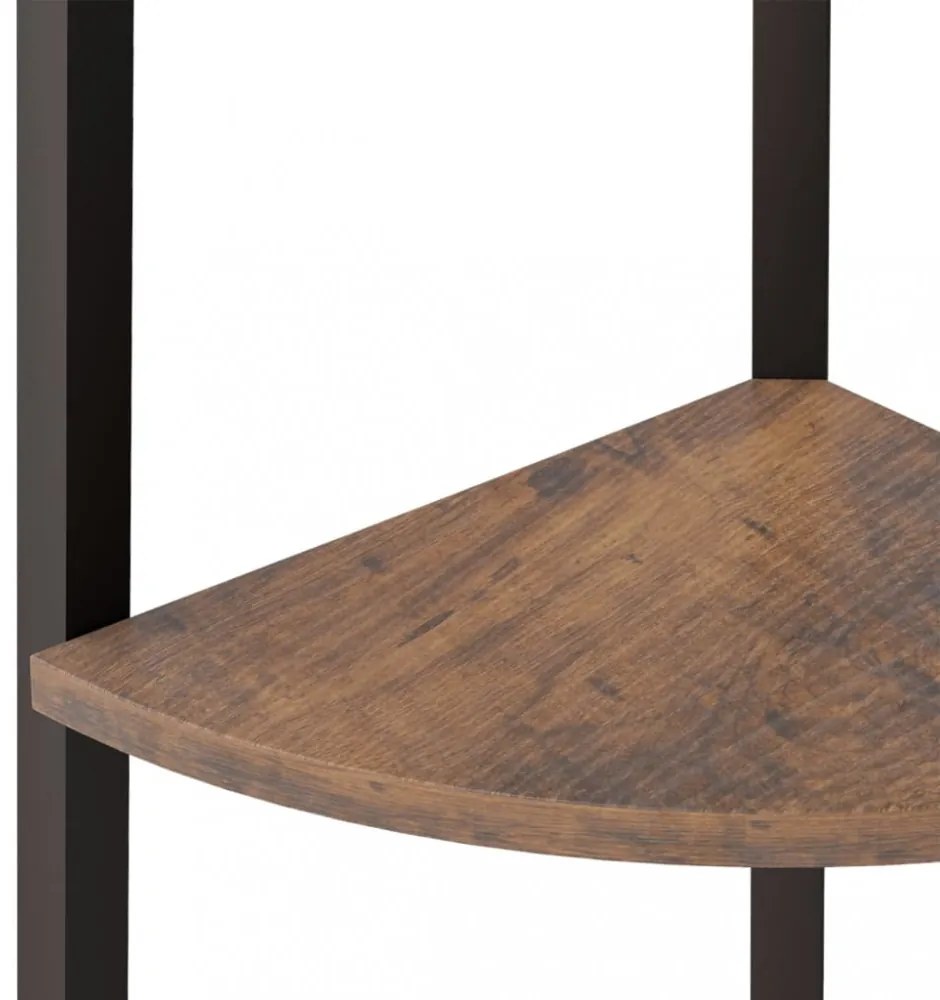 3 szintes sötétbarna és fekete sarokpolc 45,5 x 31,5 x 120 cm