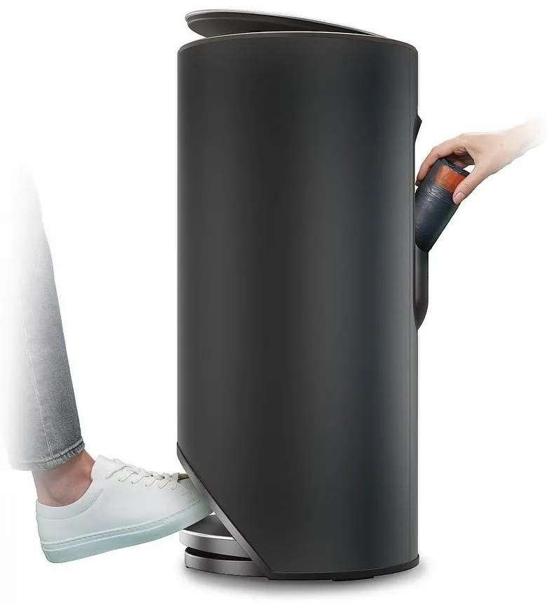 Matt fekete fém pedálos szemetes 30 l Arc – Joseph Joseph