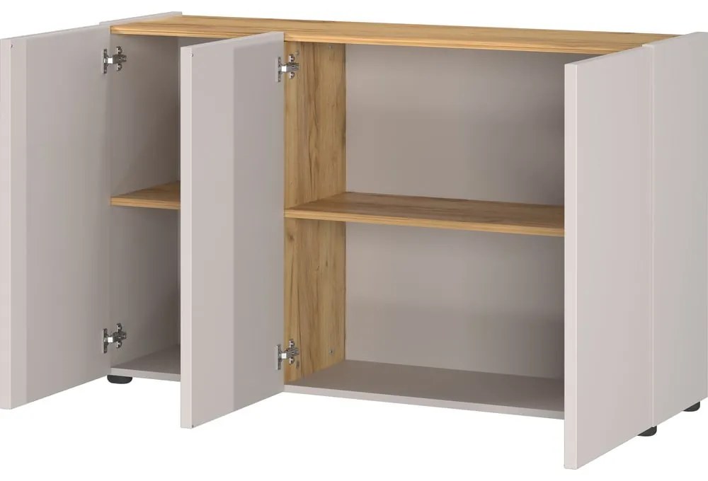 Krémszínű szekrény tölgyfa dekorral 120x76x34 cm Adrano – Germania