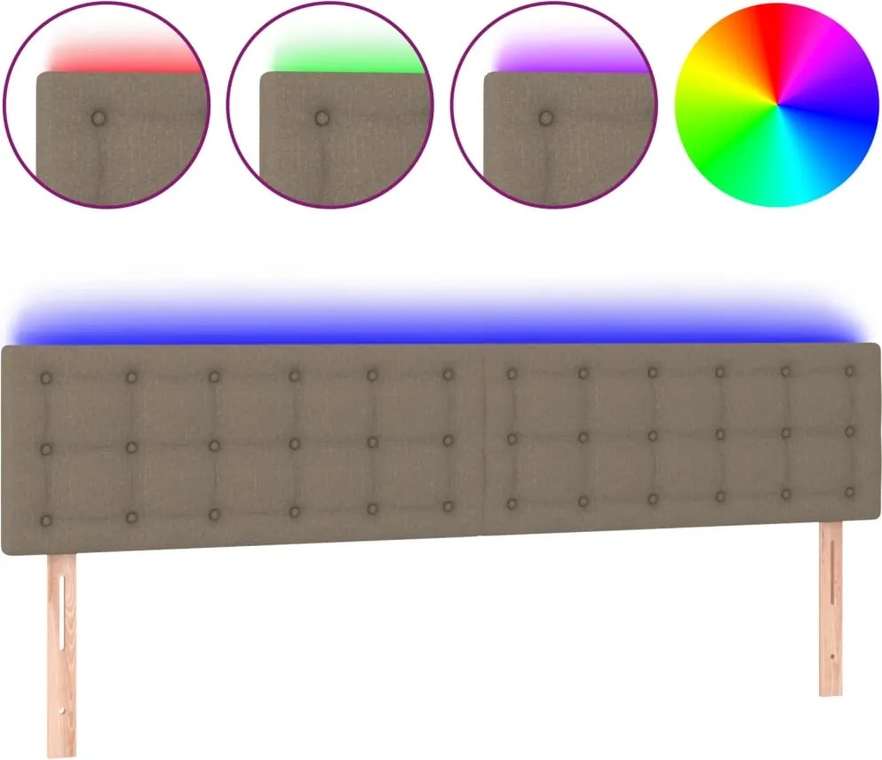 vidaXL tópszínű szövet LED-es fejtámla 160x5x78/88 cm