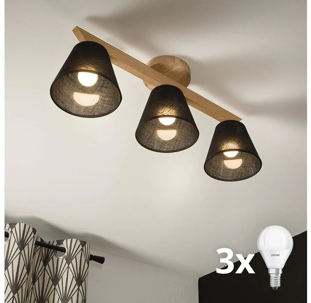 Brilagi - LED  Felületre szerelhető csillár  ANTHONY 3xE14/40W/230V tölgy/fekete