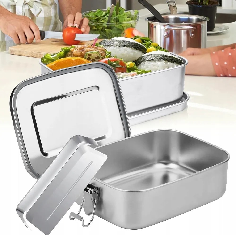 Ökológiai Uzsonnás doboz Dupla rozsdamentes acél csattal Biztonságos