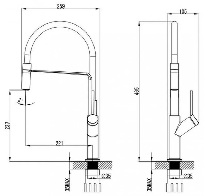 Fizz mosogató csaptelep kihúzható fejjel