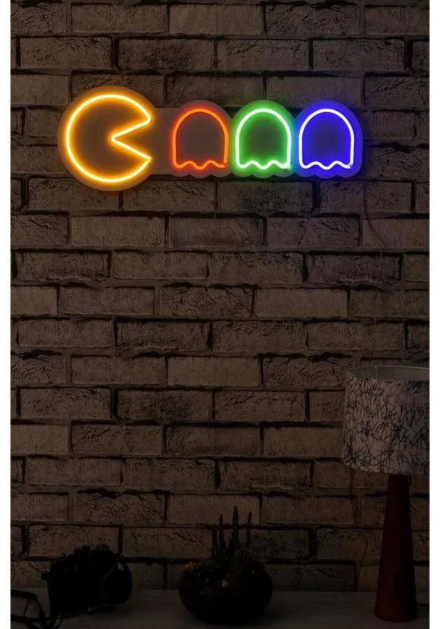 Műanyag LED-es fali dekoráció, Pacman - Multicolor