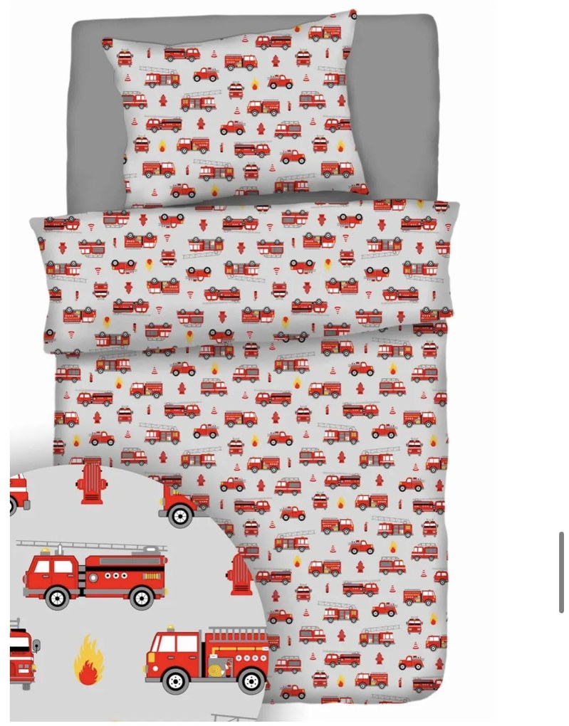 Pamut lepedők Tűzoltók TiaHome - 1x Párna 90x70cm, 1x Paplan 140x200cm