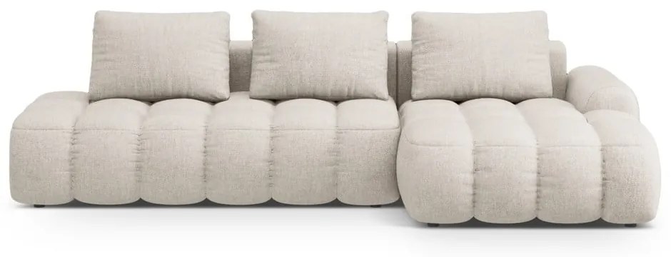 Bézs kinyitható-tárolóhelyes sarokkanapé (jobb oldali-heverő résszel) Linz – Cosmopolitan Design