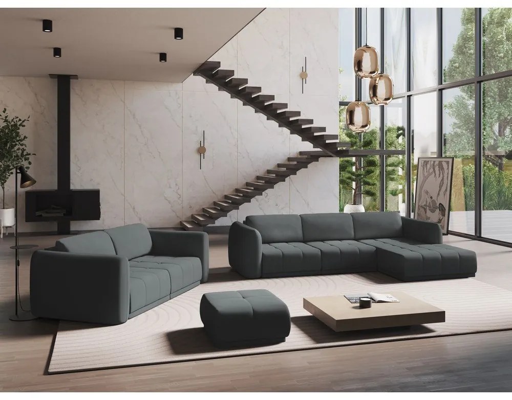 Sötétszürke sarokkanapé (jobb oldali) Hoku – Makamii