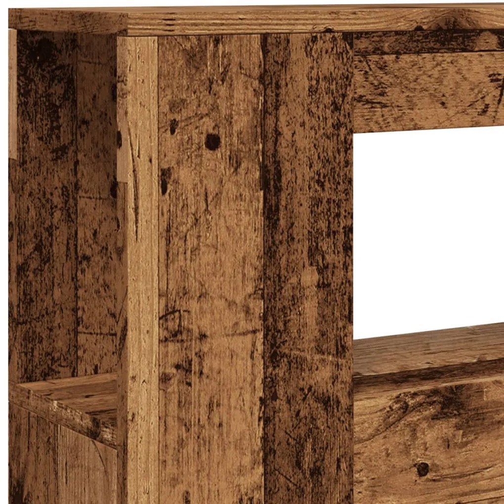 antik fa színű szerelt fa LED-es fejtámla 100x18,5x103,5 cm