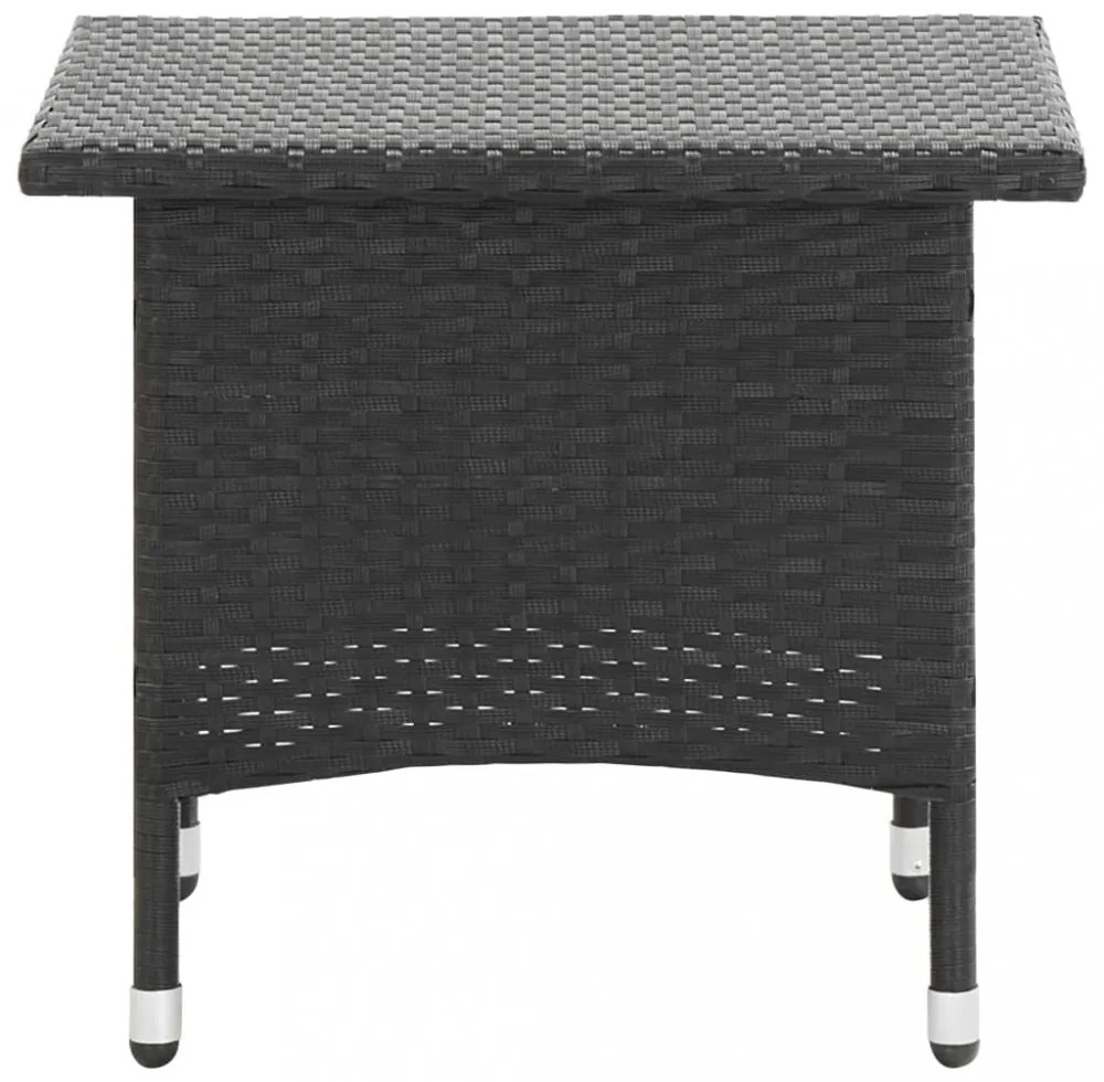 fekete polyrattan teázóasztal 50 x 50 x 47 cm