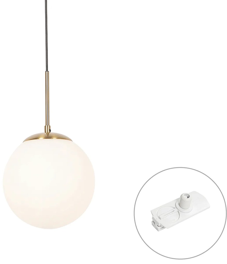 Art Deco függőlámpa arany színben, opálüveggel, fehér 1 fázisú sínadapterrel - Iconic Flore