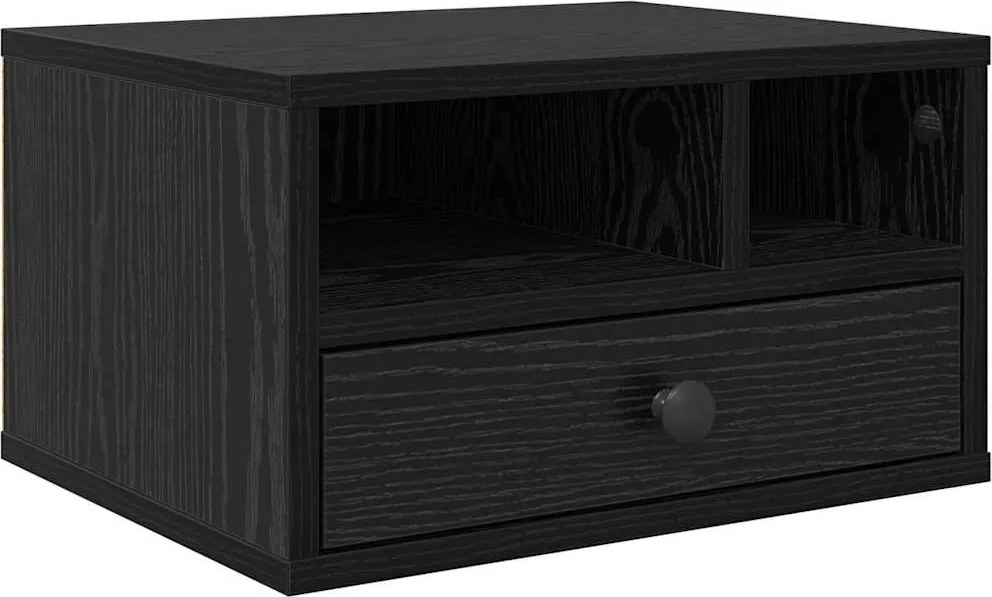 vidaXL Nyomtatóállvány fiókkal Fekete tölgy 40 x 32 x 24 cm Faanyag