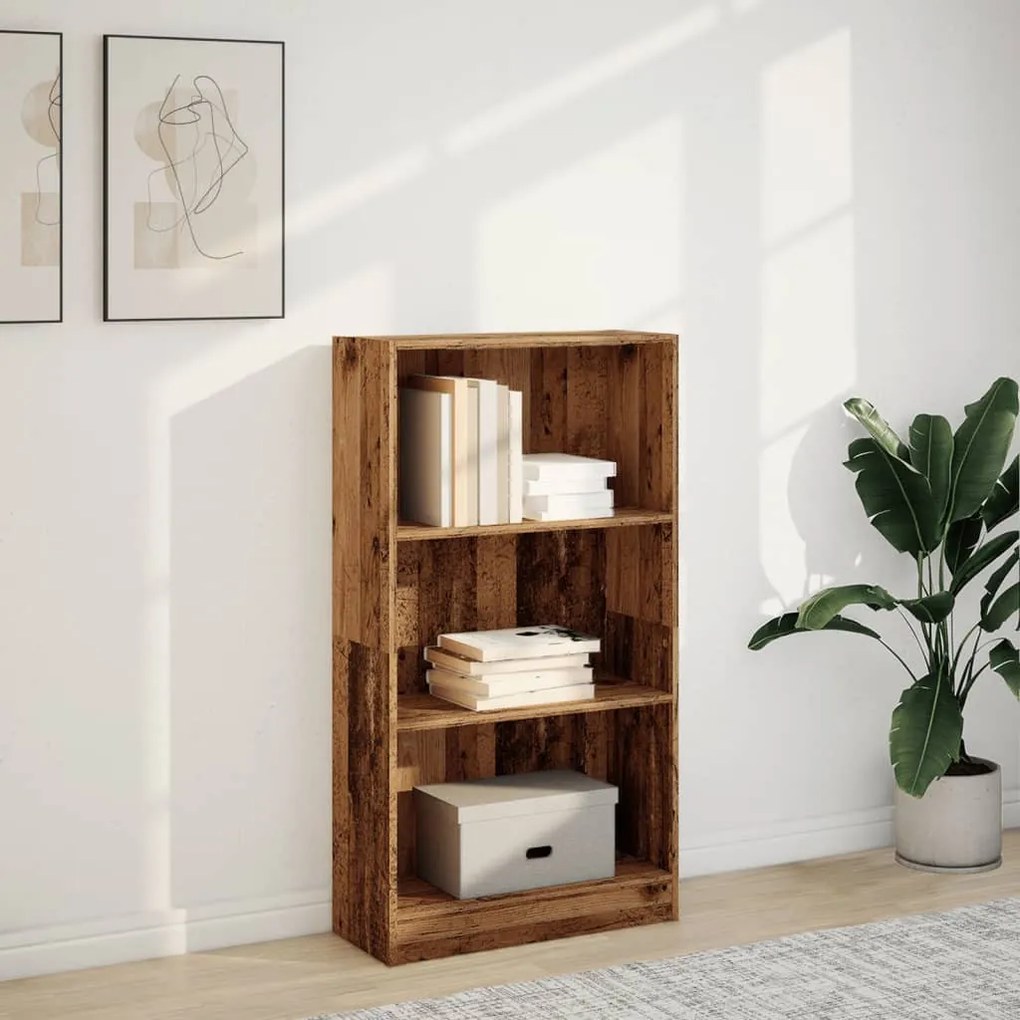 antik fa színű szerelt fa könyvespolc 60 x 24 x 109 cm