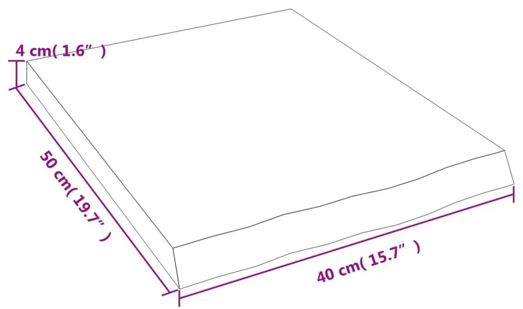 kezeletlen tömör tölgyfa fali polc 40x50x(2-4) cm