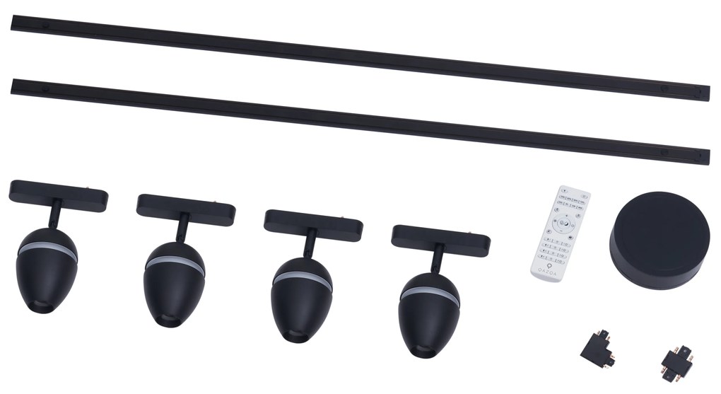 Modern sínrendszer 4 fekete spotlámpával, 1 fázisú - Magnetic Eggy