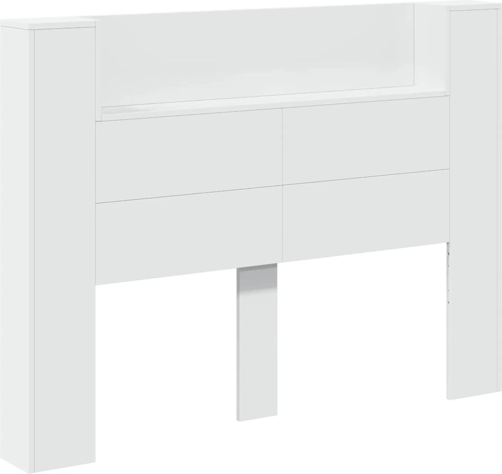 vidaXL Fejtámla LED -es lámpákkal Fehér 140 x 16,5 x 103,5 cm Faanyag