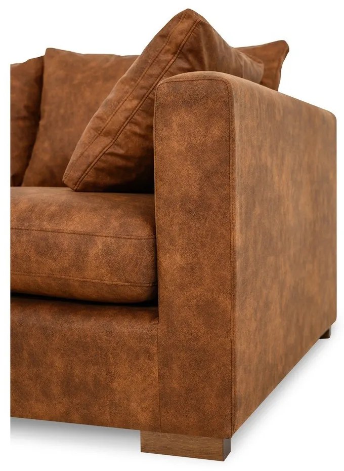 Konyakbarna bőrutánzat sarokkanapé (bal oldali) Hamburg – Scandic