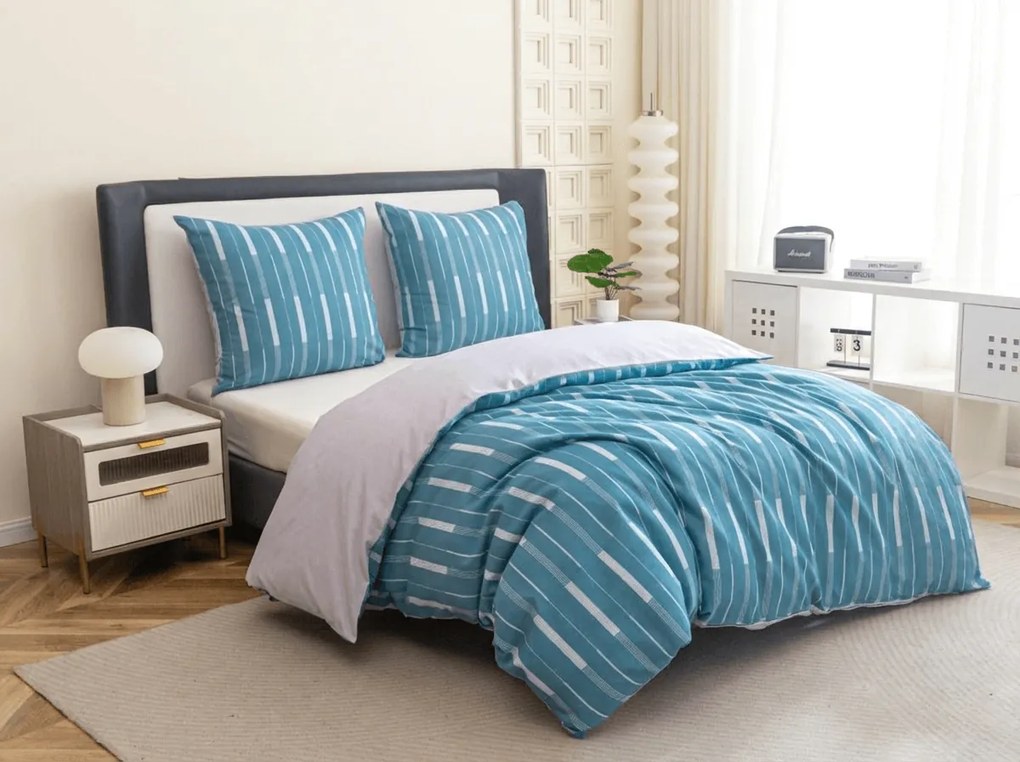 Mikroszálas flanel ágyneműhuzat STRIPELLE kék Ágyneműhuzat mérete: 70 x 90 cm | 140 x 200 cm