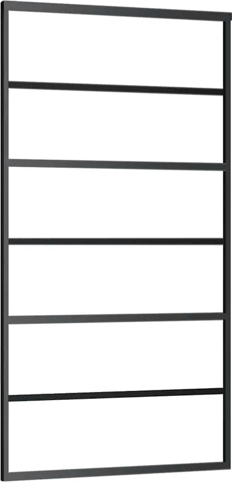 vidaXL fekete ESG üveg és alumínium tolóajtó 102 x 205 cm