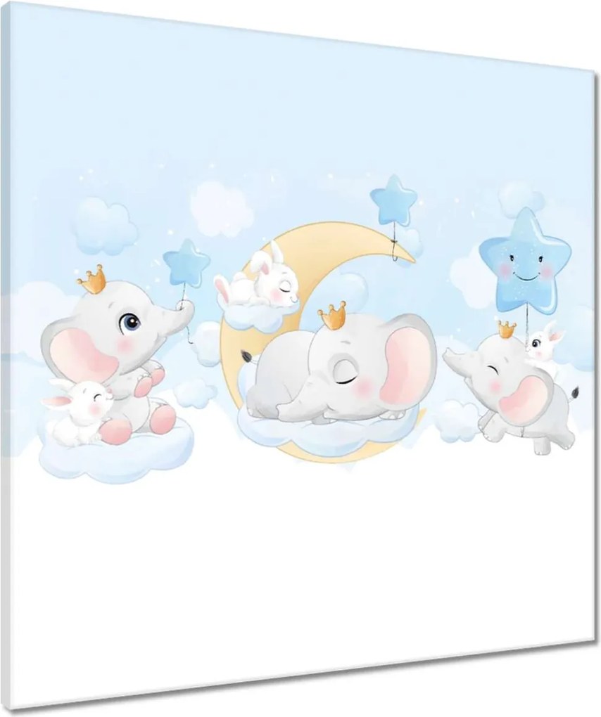 Vászonkép 60x60 Elefánt és nyúl család