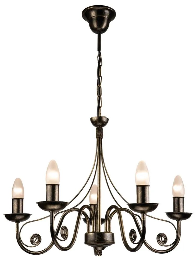 Lamkur Csillár láncon DONATO 5xE14/40W/230V LM 5.29 CZARN