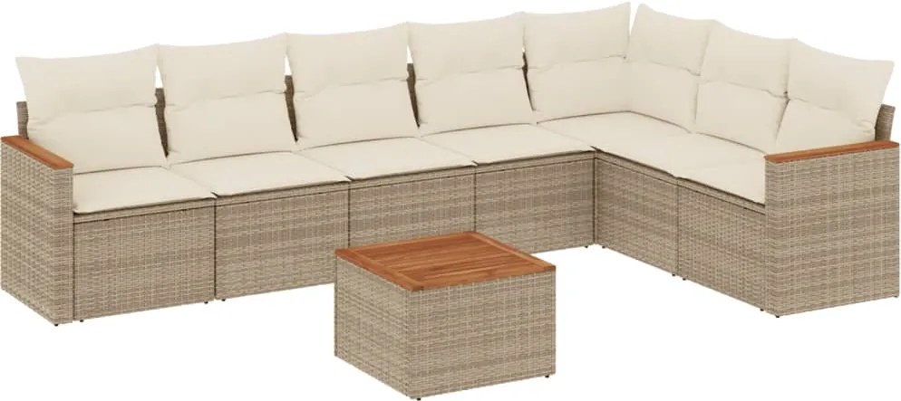 vidaXL 8 részes bézs polyrattan kerti ülőgarnitúra párnával