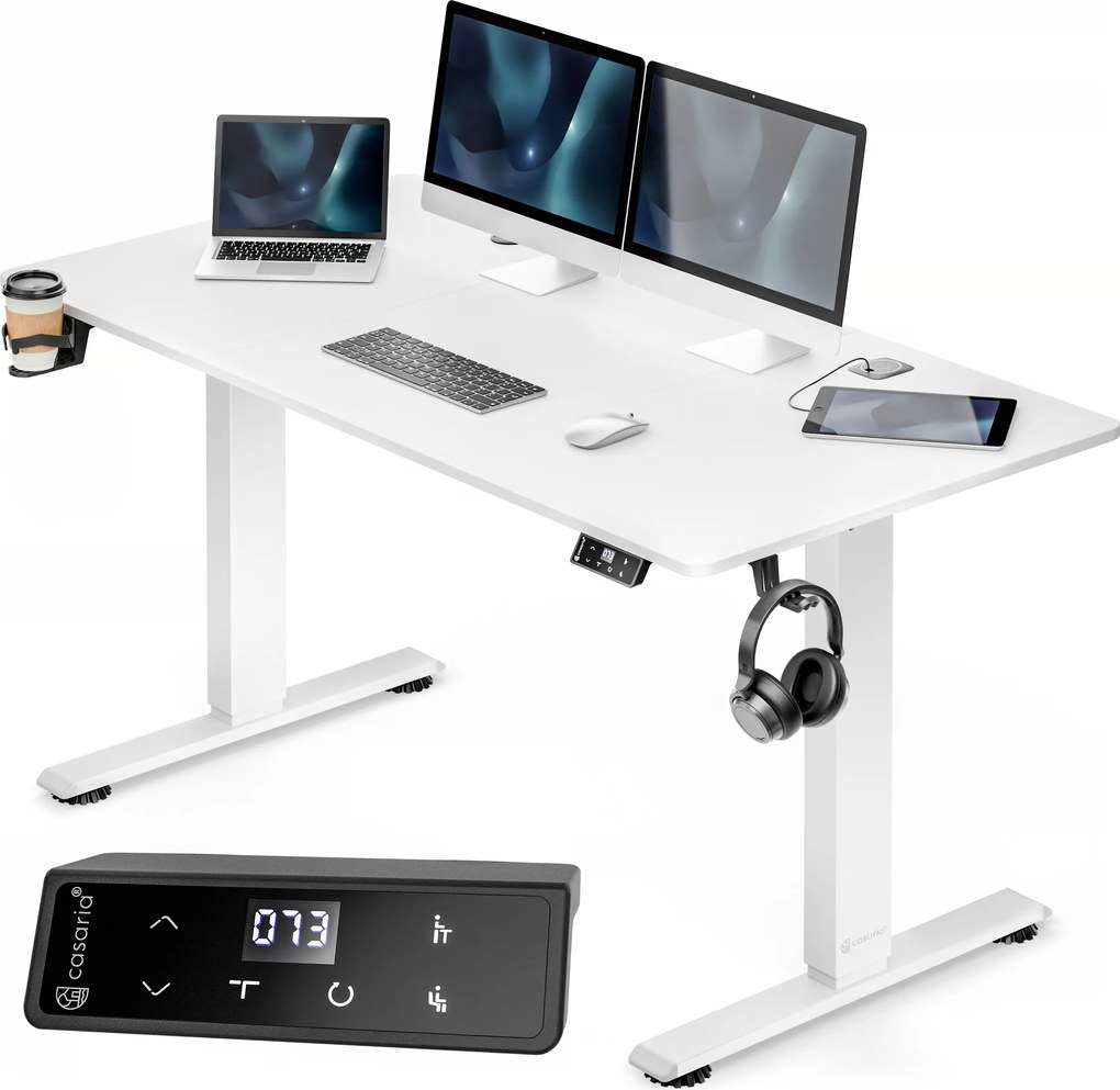 Deuba Magasságban állítható asztal 160x75x117cm - fehér