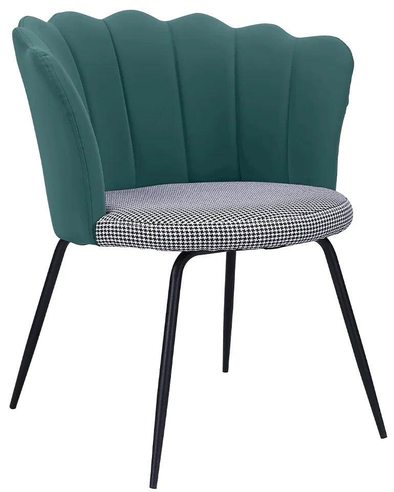 Dizájn fotel, Art-deco, zöld/mintás, ekobőr/szövet, NELIN