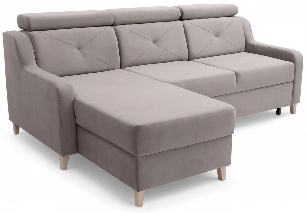 Laksaro balos ágyazható sarokkanapé - sötétbézs Jasmine 25 bársony