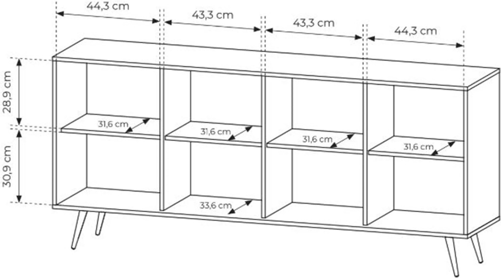 Flaro komód 183 cm világítással - dunin tölgy