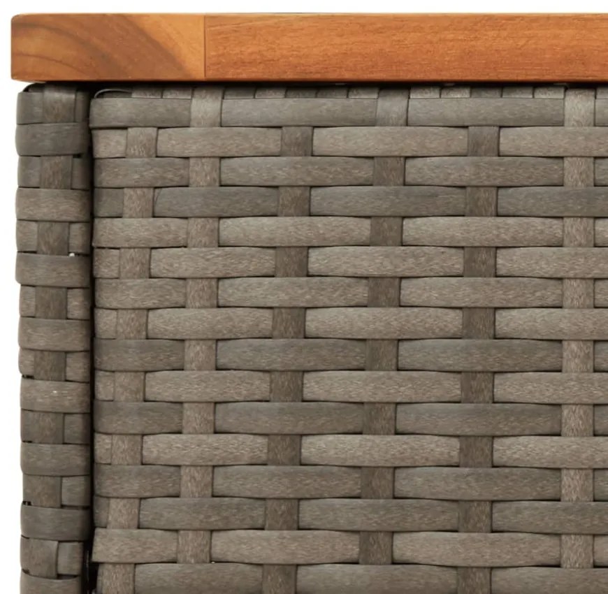 szürke polyrattan falapos kerti kisasztal 58 x 27,5 x 55 cm