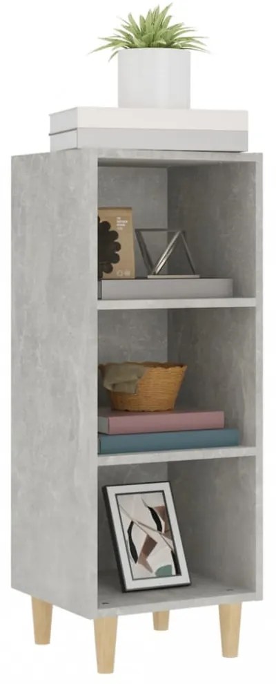 betonszürke szerelt fa tálalószekrény 34,5 x 32,5 x 90 cm