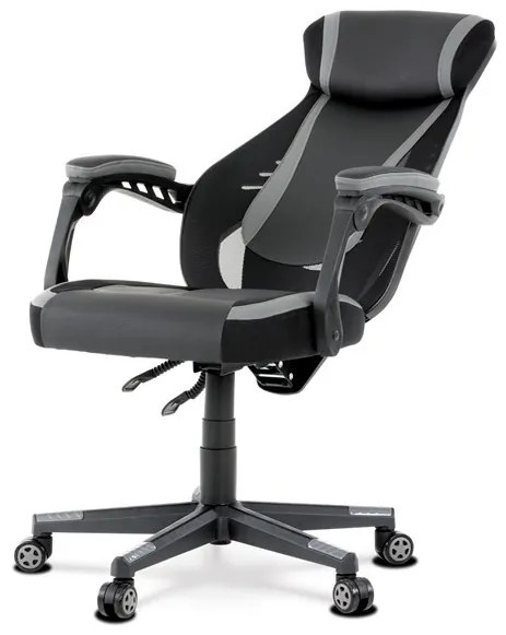 Szürke Ekobőr Gamer Szék, Hinta Mechanikával. KA-Y213 GREY