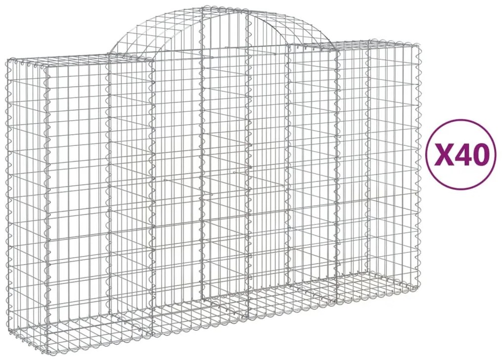 40 db íves horganyzott vas gabion kosár 200x50x120/140 cm