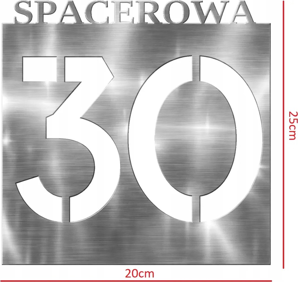 Címtábla számjegy rozsdamentes acél 20x25cm házszám utca Cnc lézer