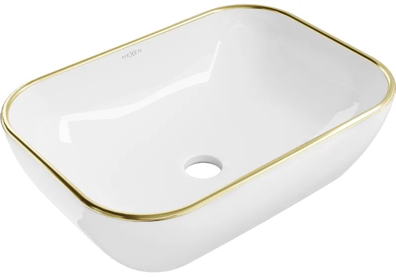 Mexen RITA mosdó, 45x32 cm, fehér / arany margó, 21084505