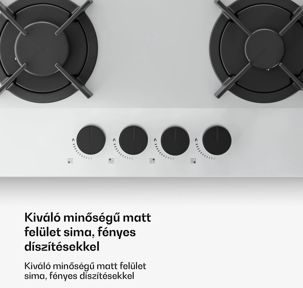 Klarstein Velaire gázfőzőlap, 4 égős főzőlap elektromos gyújtással, kompatibilis földgázzal és LPG-vel, 8000W, 60cm