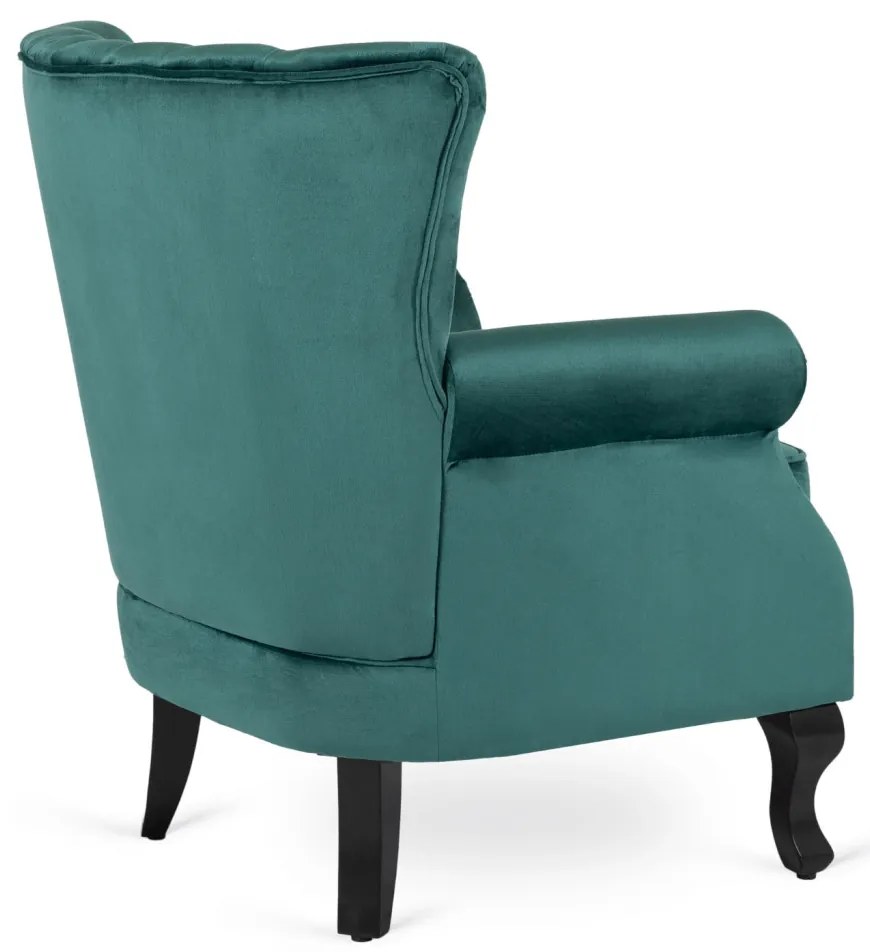 Chesterfield Fotel Zöld Bársony Kárpittal. MALLO