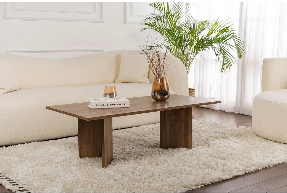 Sötétbarna dohányzóasztal diófa dekorral 60x119 cm Sabin – Kalune Design