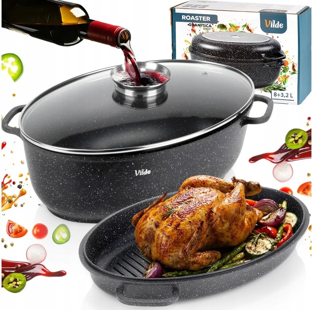 Britfanna Gránit edény serpenyő 3az1ben sütő sütéshez