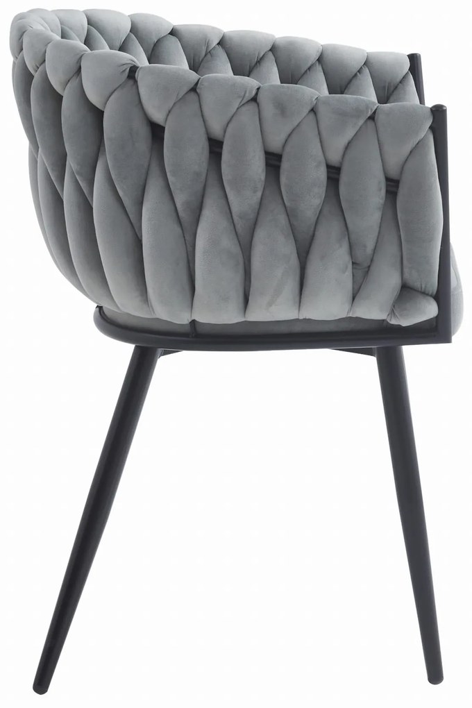 Világosszürke ORION VELVET étkezőfotel fekete lábakkal